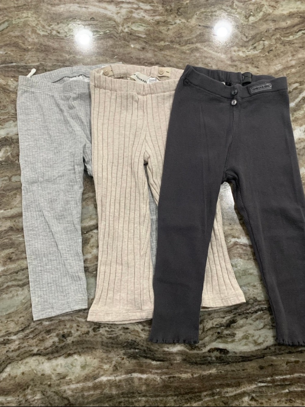 H&M Kids Ribbed Leggings - Light Gray, Beige, Charcoal